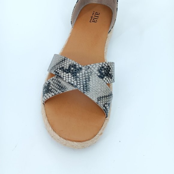 A.N.A GRAY BLAZE SNAKESKIN PRINT SANDALS SIZE 9M - Picture 14 of 16